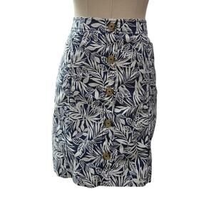LOFT Blue And White Tropical Print Straight Pencil Skirt Womens Size 6